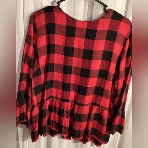 🎄FINAL OFFER🎄Mud Pie Buffalo Plaid Peplum Shirt Sz.M